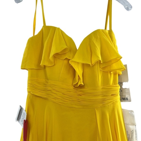 NWT Mac Duggal Spaghetti Strap Sunshine Yellow Ruffle Dress 4 - Picture 7 of 10
